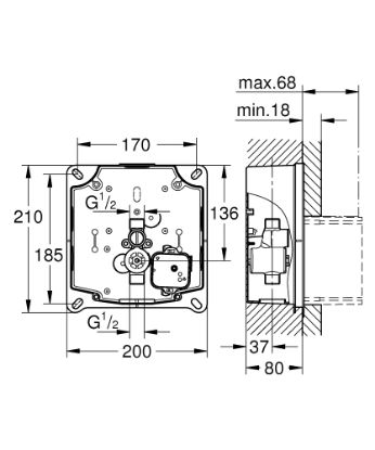 Picture of GROHE ROUGHING IN SET - RAPIDO U, Part No. 37338000