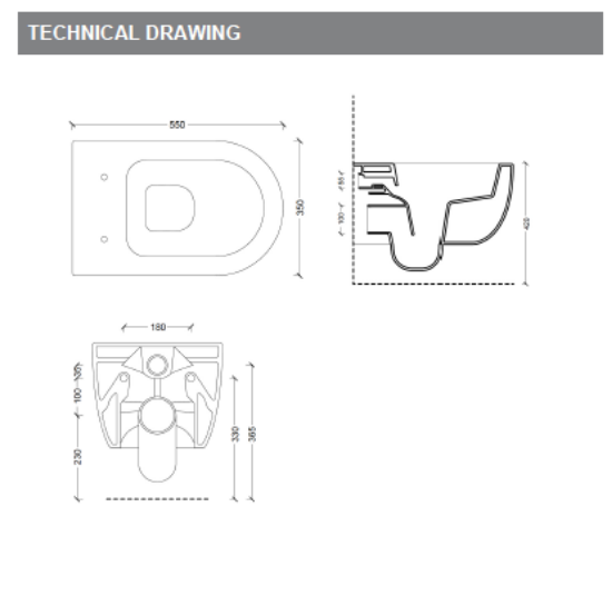 Picture of WALL MOUNTED WC , MODEL BDS-KOY-320-WH, 550MM