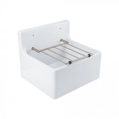 Picture of CLEANERS SINK WITH BUCKET GRID 515 X 393 X 382 MM WHITE, AQUAECO 