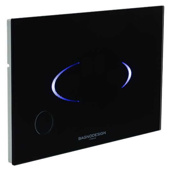 Picture of TOUCHLESS DUAL FLUSH PLATE WITH MANUAL OVERRIDE BLACK GLASS 41.0, BAGNODESIGN 