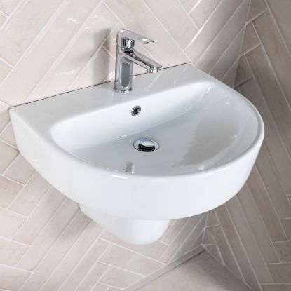 Picture of WASH BASIN 550 WHITE, ENVOY WALL MOUNTED 1 HOLE 