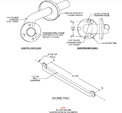 Picture of GRAB BAR STAINLESS STEEL 75 CM, ASI, Model #3701-30