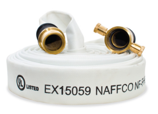 Picture of Fire Hose (Two Layers) Single Jacket  White Colour EPDM Rubber Lined,  with NST Threaded Brass Coupling, Model # NF-FH 65 - NAFFCO