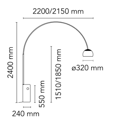 Picture of ARCO FLOOR LAMP  - STEEL, Code: F0300000, FLOS