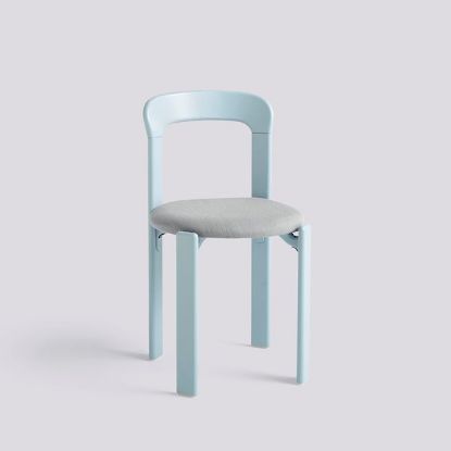 Picture of REY CHAIR 4 LEG BASE STANDARD GLIDER-SLATE BLUE WATER-BASED LACQUERED BEECH SEAT UPHOLSTERY-STEELCUT TRIO-113, AB793-B593-AA08-01CD, HAY