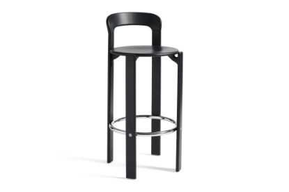 Picture of REY BAR STOOL HIGH 4 LEG BASE H75 STANDARD GLIDER-DEEP BLACK WATER-BASED LACQUERED BEECH, AB795-B589-AA51-01UF, HAY