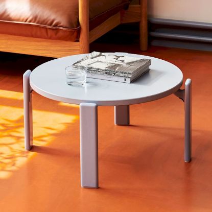 Picture of REY COFFEE TABLE-Ø66,5 X H32-UMBER BROWN WATER-BASED LACQUERED BEECH, AB799-B675-AH59, HAY