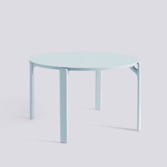 Picture of REY TABLE SLATE BLUE WATER-BASED LACQUERED BEECH FRAME-Ø128 X H74,5-GULL LAMINATE TABLETOP, AB801-B676-AH62, HAY