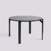 Picture of REY TABLE DEEP BLACK WATER-BASED LACQUERED BEECH FRAME-Ø128 X H74,5-VULCANO LAMINATE TABLETOP, AB800-B676-AH61, HAY