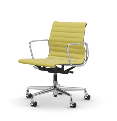 Picture of ALUMINIUM CHAIR EA 118  OFFICE SWIVEL CHAIR WITH ARMREST BACK TILT MECHANISM,  HOPSAK YELLOW/IVORY, vitra. 