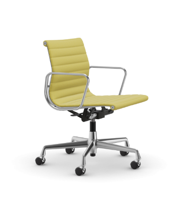 Picture of ALUMINIUM CHAIR EA 118  OFFICE SWIVEL CHAIR WITH ARMREST BACK TILT MECHANISM,  HOPSAK YELLOW/IVORY, vitra. 