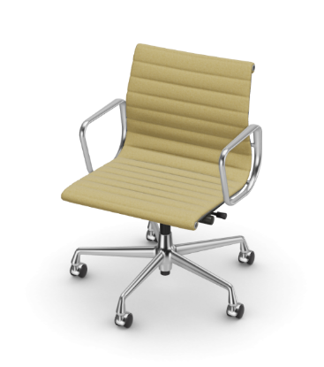 Picture of ALUMINIUM CHAIR EA 118  OFFICE SWIVEL CHAIR WITH ARMREST BACK TILT MECHANISM,  HOPSAK MUSTARD/IVORY, vitra.