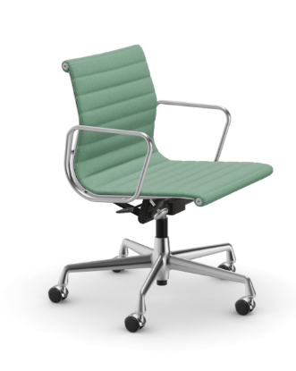 Picture of ALUMINIUM CHAIR EA 118  OFFICE SWIVEL CHAIR WITH ARMREST BACK TILT MECHANISM,  HOPSAK GREEN/IVORY, vitra. 