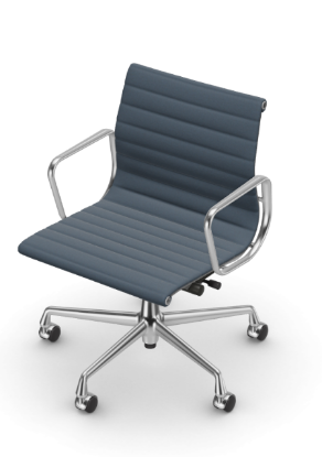 Picture of ALUMINIUM CHAIR EA 118  OFFICE SWIVEL CHAIR WITH ARMREST BACK TILT MECHANISM,  HOPSAK SEA BLUE/DARK GREY, vitra.