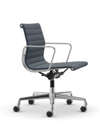 Picture of ALUMINIUM CHAIR EA 118  OFFICE SWIVEL CHAIR WITH ARMREST BACK TILT MECHANISM,  HOPSAK SEA BLUE/DARK GREY, vitra.