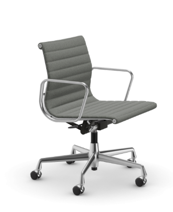 Picture of ALUMINIUM CHAIR EA 118  OFFICE SWIVEL CHAIR WITH ARMREST BACK TILT MECHANISM,  HOPSAK NERO/IVORY, vitra. 