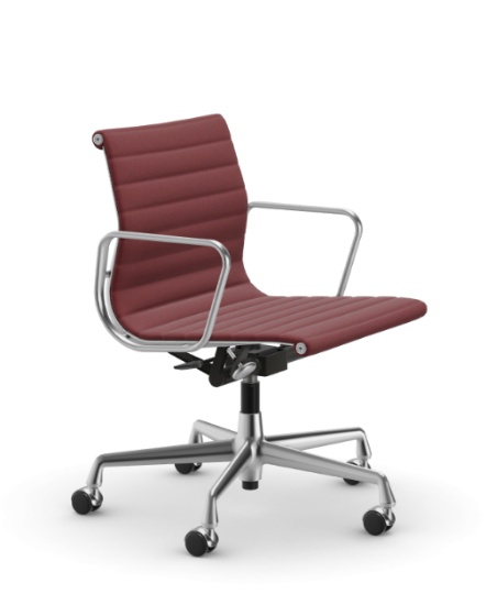 Picture of ALUMINIUM CHAIR EA 118  OFFICE SWIVEL CHAIR WITH ARMREST BACK TILT MECHANISM,  RED/MOOR BROWN, vitra.
