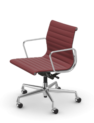 Picture of ALUMINIUM CHAIR EA 118  OFFICE SWIVEL CHAIR WITH ARMREST BACK TILT MECHANISM,  RED/MOOR BROWN, vitra.