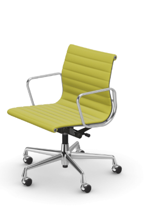 Picture of ALUMINIUM CHAIR EA 118  OFFICE SWIVEL CHAIR WITH ARMREST BACK TILT MECHANISM,  YELLOW/PASTEL GREEN vitra. 