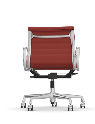 Picture of ALUMINIUM CHAIR EA 118  OFFICE SWIVEL CHAIR WITH ARMREST BACK TILT MECHANISM,  RED/COGNAC, vitra. 