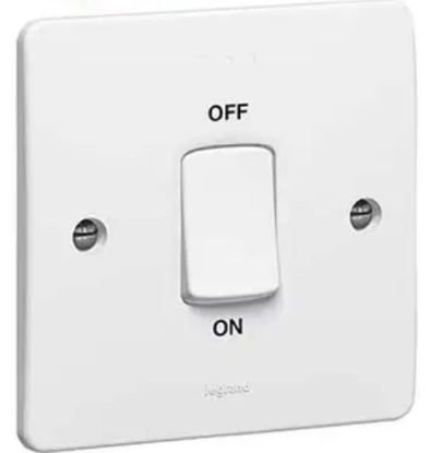 Picture of DOUBLE POLE SWITCH SYNERGY, DP + INDICATOR, 45 A, 250 V~, 86X86 MM, WHITE MODEL LEG.730023- LEGRAND