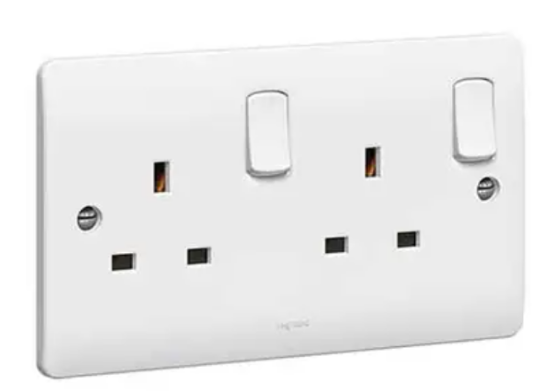 Picture of Double Pole Socket Outlet Synergy, 2 Gang, 13 A, 250 V~, White Model LEG.730070- LEGRAND